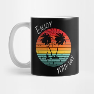 Island Escape - Swinging on Palm Trees at Sunset Mug